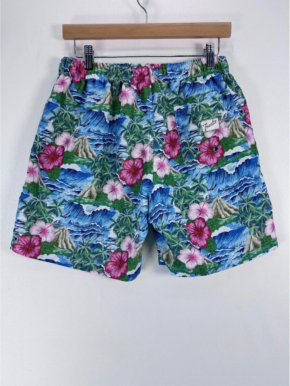 Boys Swim Trunks Tropical Coastal Hawaiian Volcano L Franks Liner Removed